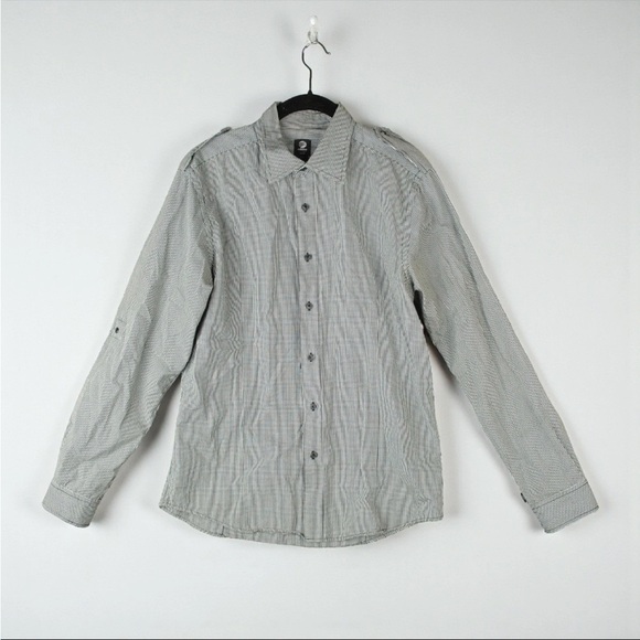 adidas Other - Adidas SLVR Button Up Long Sleeve Shirt Mens Large Gray Check Pattern Cotton